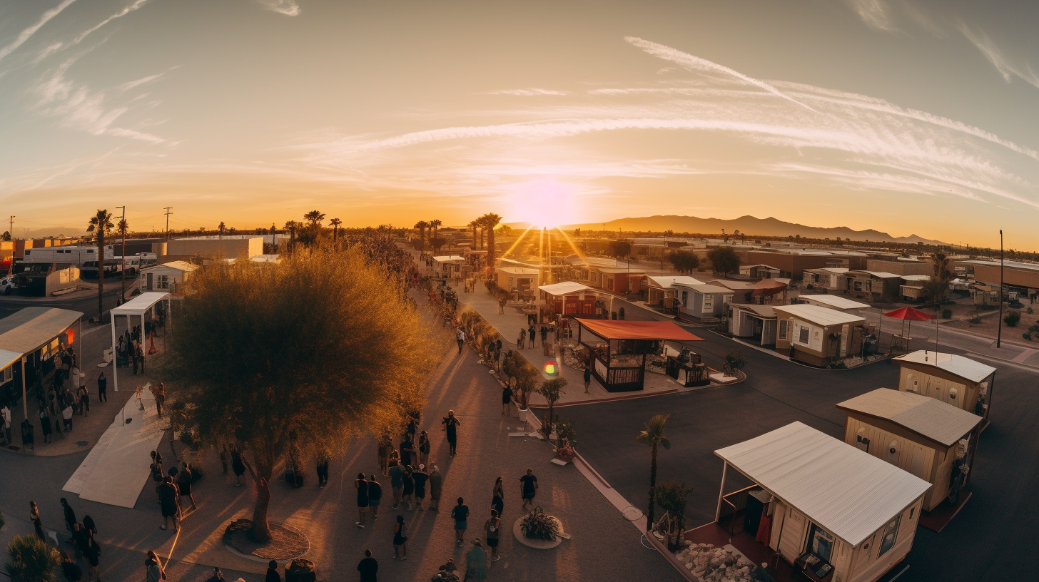 A bustling tiny home community in Las Vegas.